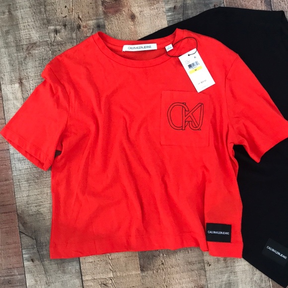 Last Sale🎉New Orange Calvin Klein Crop Top T - Picture 2 of 8